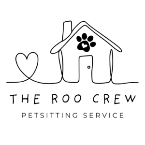 The Roo Crew logo of a heart connected to a house with a dog paw on it.